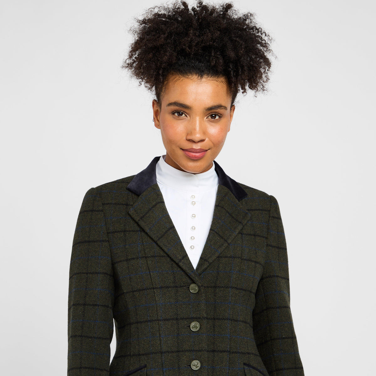 Womens Saratoga Tweed Jacket Dark Green Check