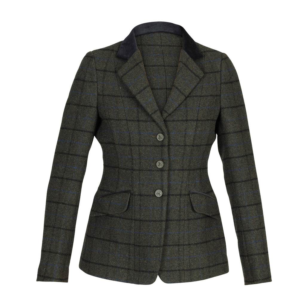 Womens Saratoga Tweed Jacket Dark Green Check