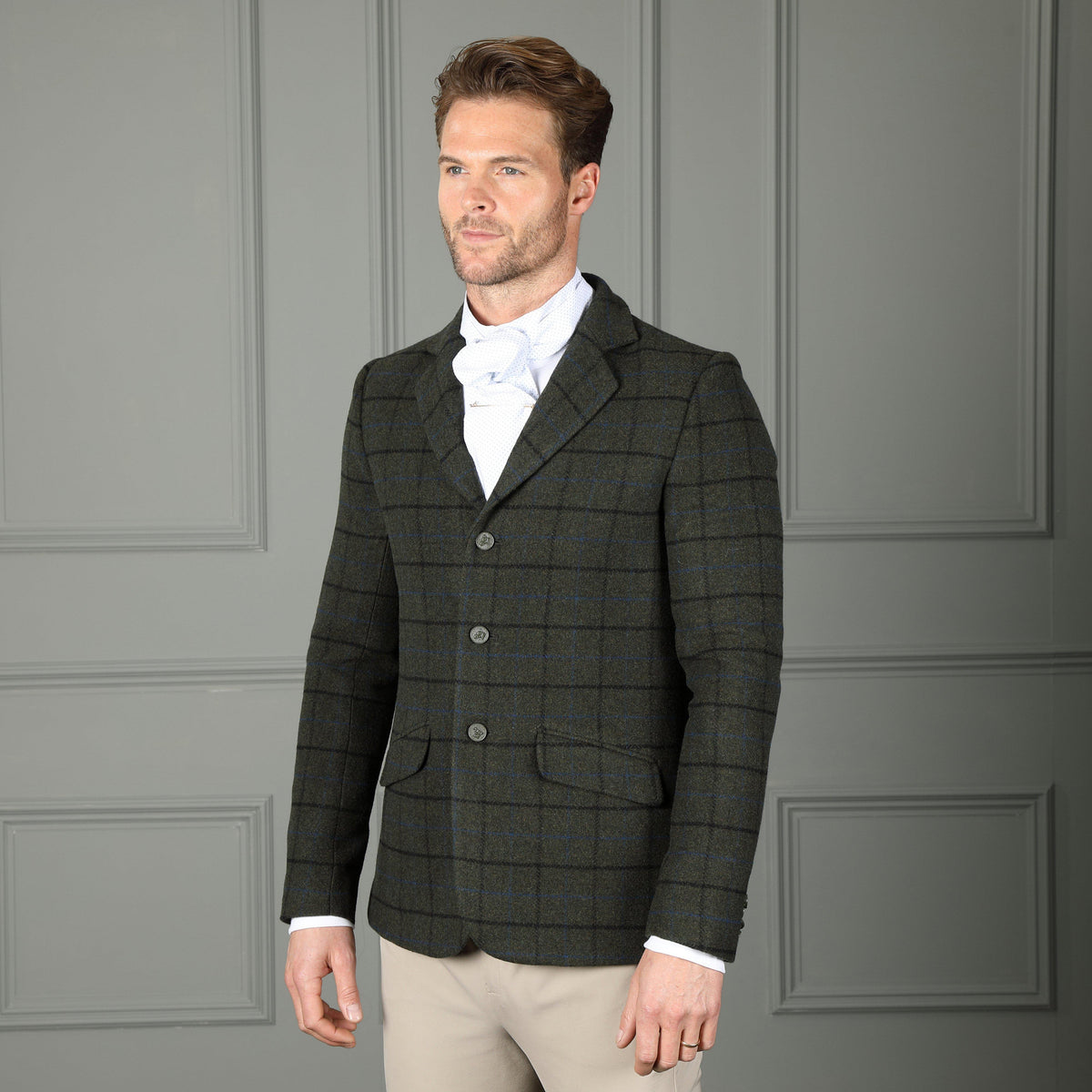Mens Saratoga Tweed Jacket Dark Green Check