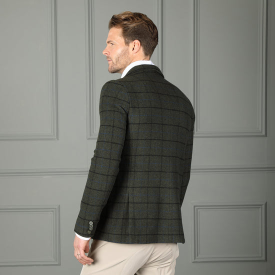 Mens Saratoga Tweed Jacket Dark Green Check