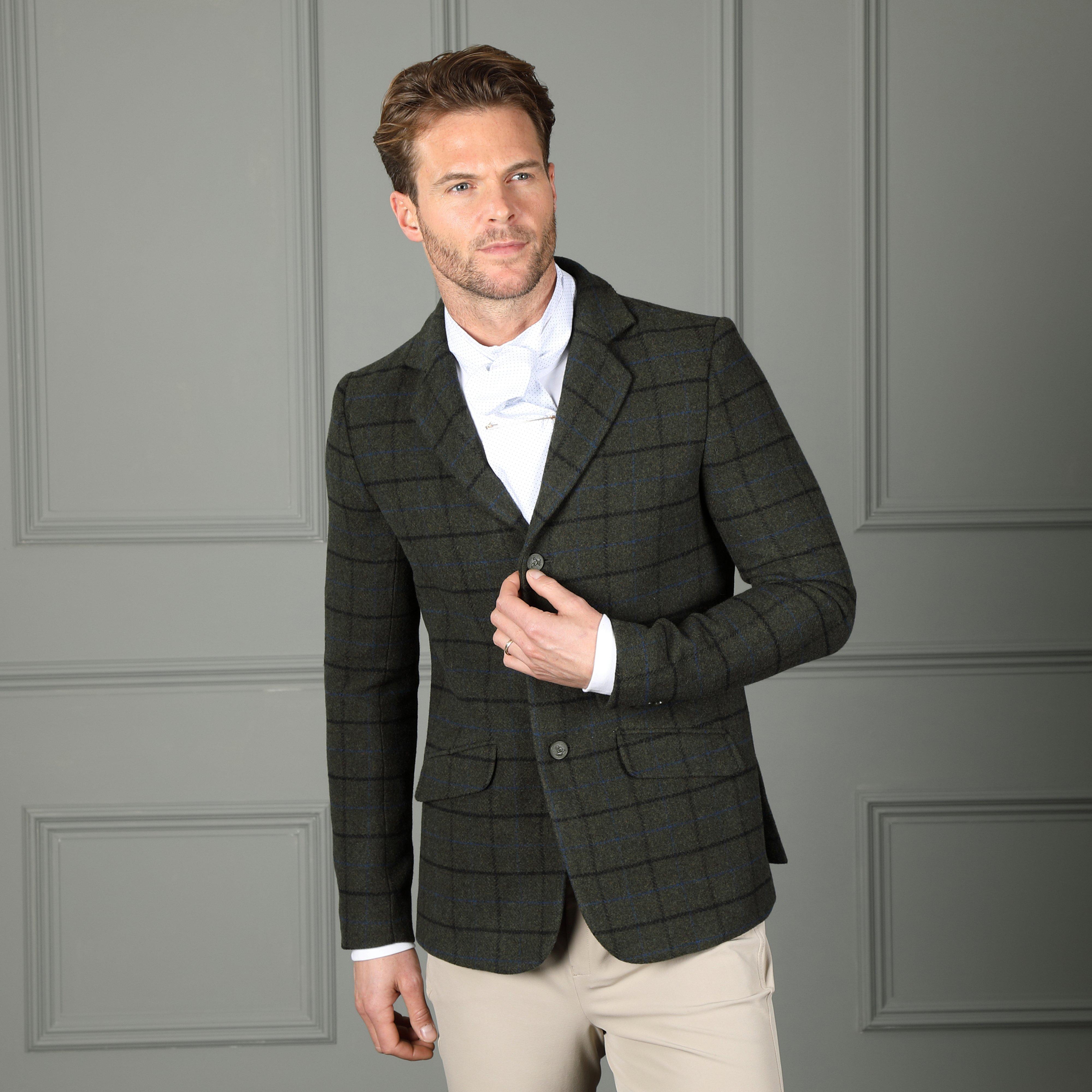 Mens Saratoga Tweed Jacket Dark Green Check