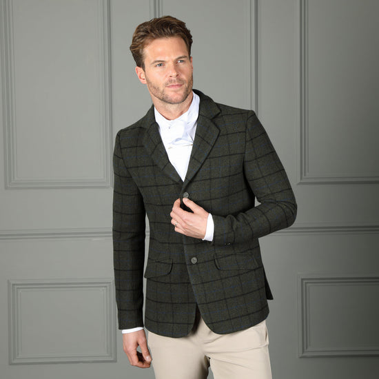 Mens Saratoga Tweed Jacket Dark Green Check