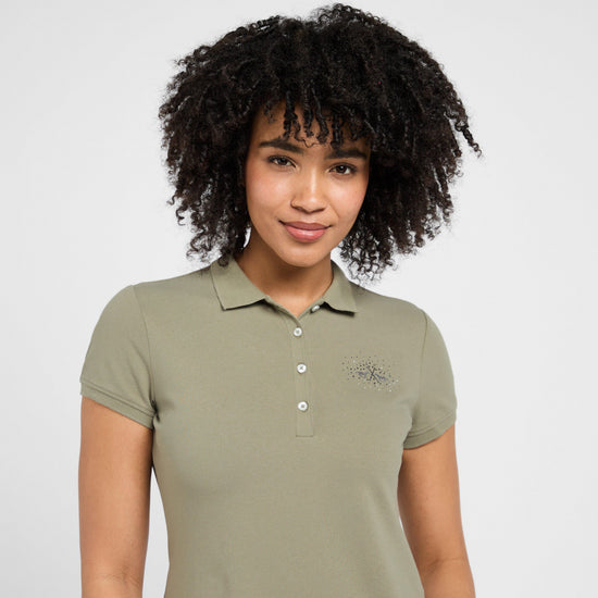 Womens Classic Short Sleeved Polo Shirt Oil Green