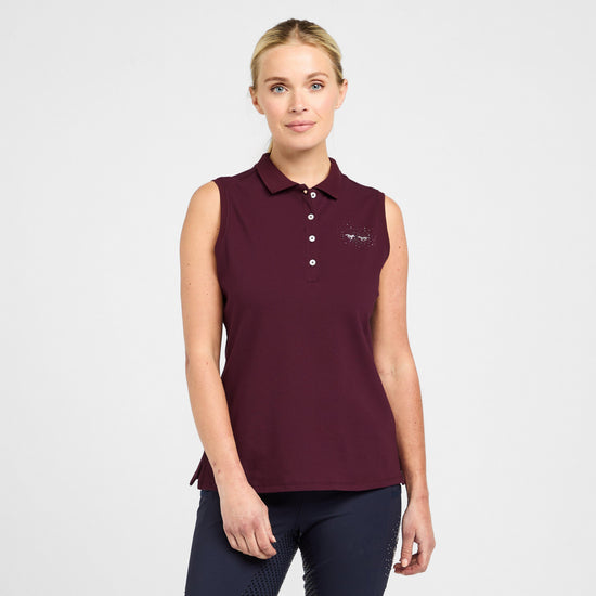 Womens Classic Sleeveless Polo Shirt Dark Berry