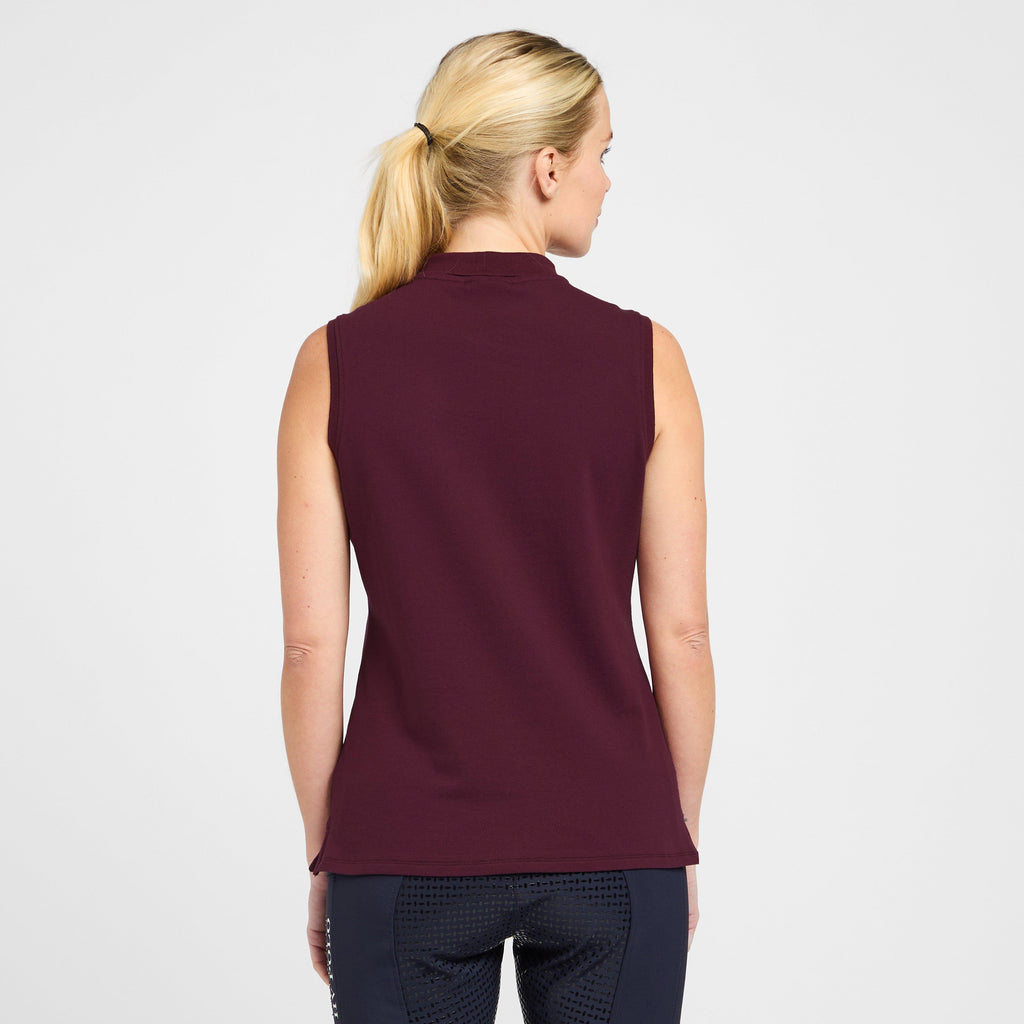 Womens Classic Sleeveless Polo Shirt Dark Berry