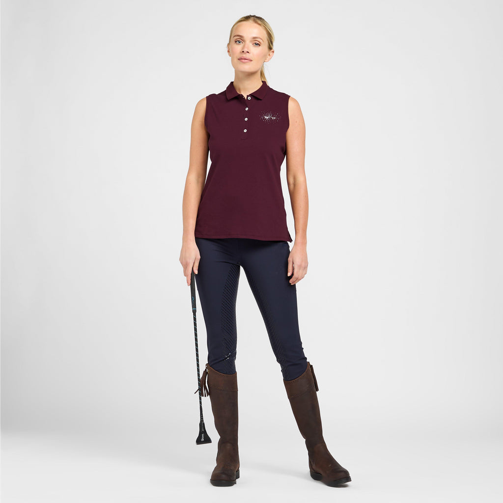 Womens Classic Sleeveless Polo Shirt Dark Berry