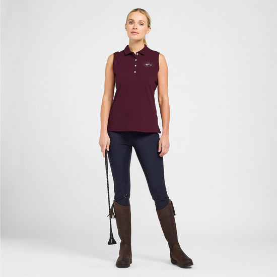 Womens Classic Sleeveless Polo Shirt Dark Berry