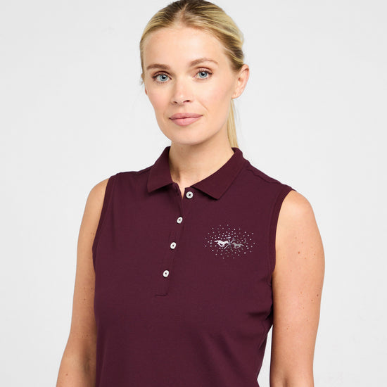 Womens Classic Sleeveless Polo Shirt Dark Berry