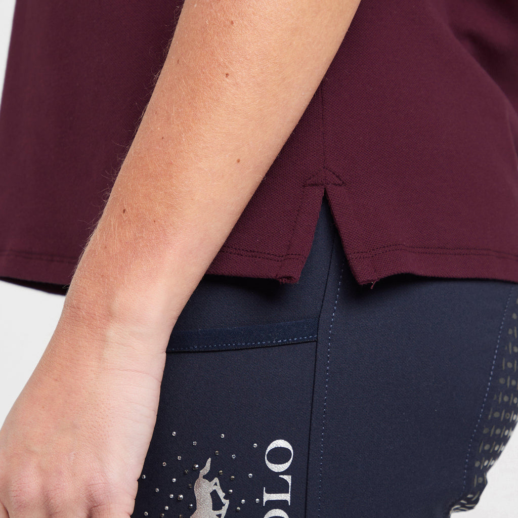 Womens Classic Sleeveless Polo Shirt Dark Berry