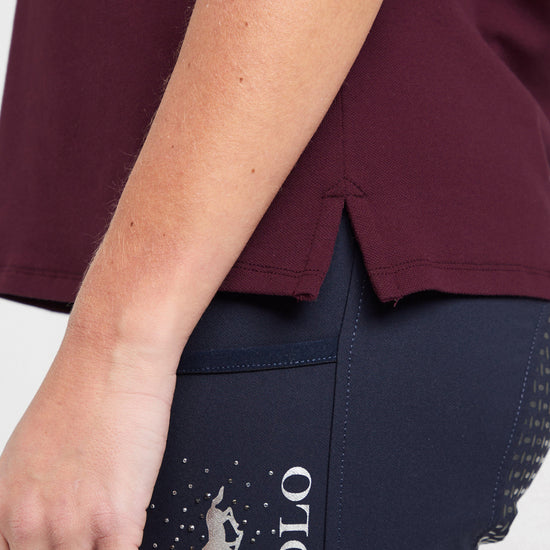 Womens Classic Sleeveless Polo Shirt Dark Berry