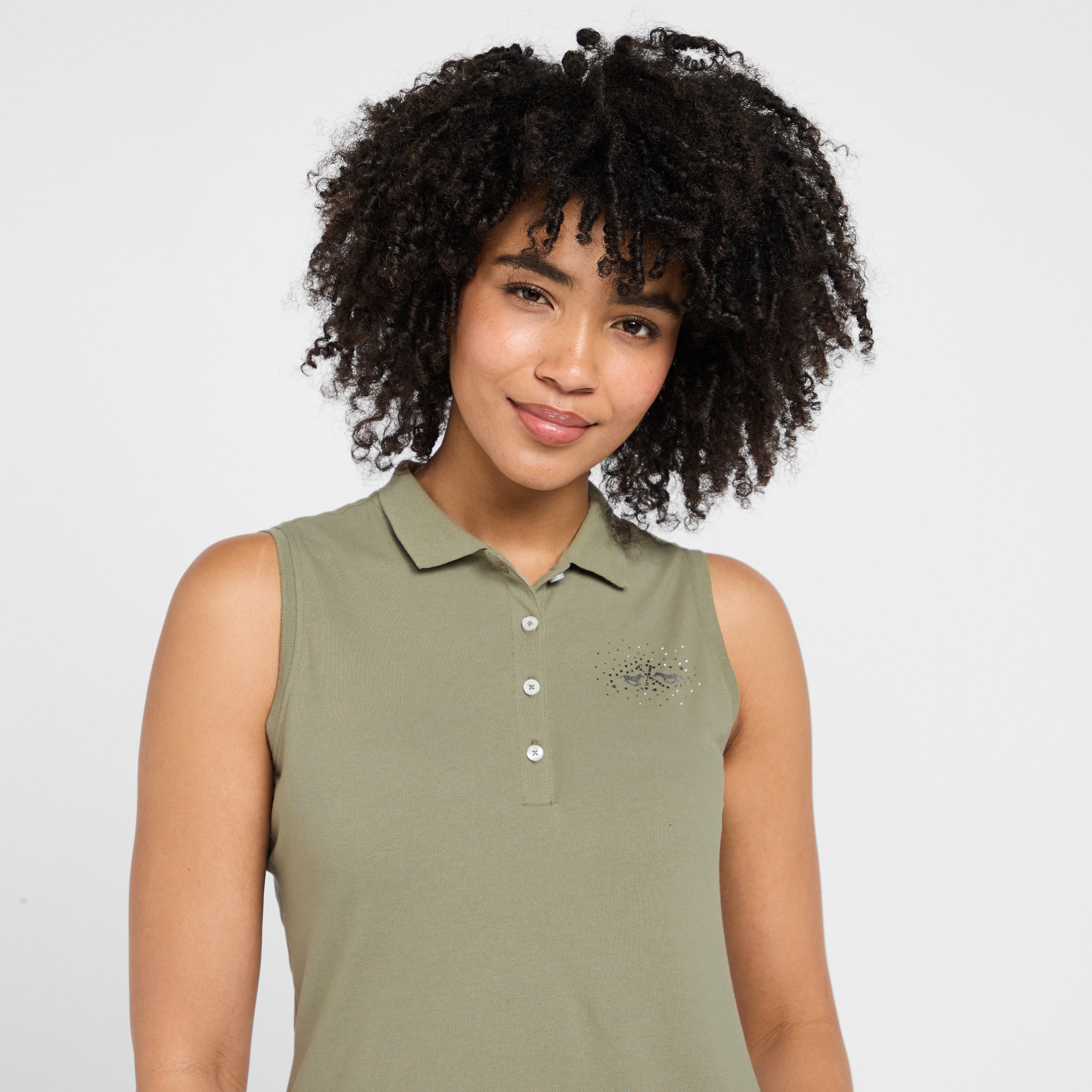Womens Classic Sleeveless Polo Shirt Oil Green