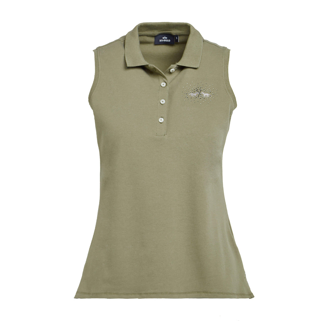 Womens Classic Sleeveless Polo Shirt Oil Green