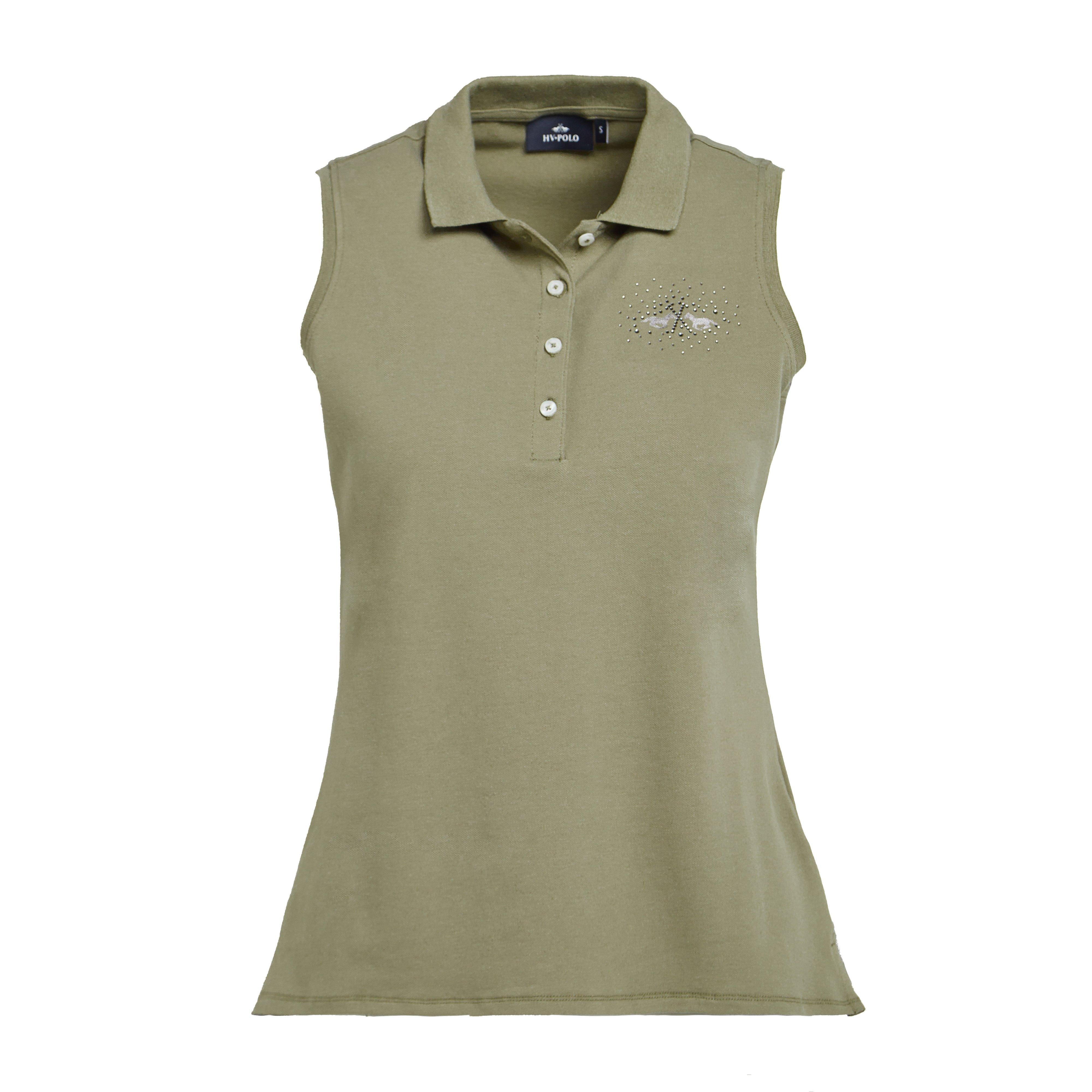 Womens Classic Sleeveless Polo Shirt Oil Green