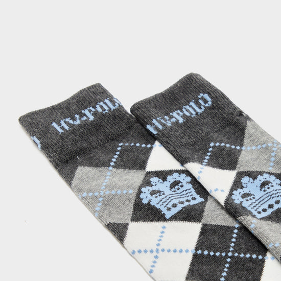 Argyle Socks Grey Soft Blue