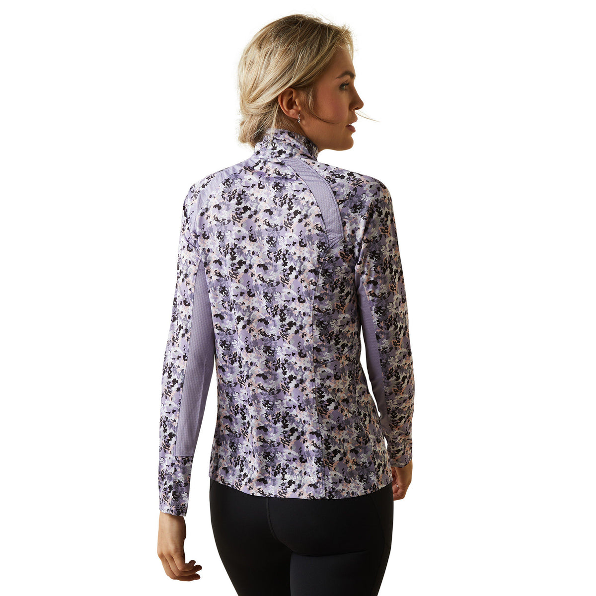 Womens Sunstopper 2.0 1/4 Zip Base Layer Grey Camo Floral