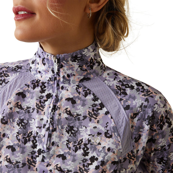 Womens Sunstopper 2.0 1/4 Zip Base Layer Grey Camo Floral