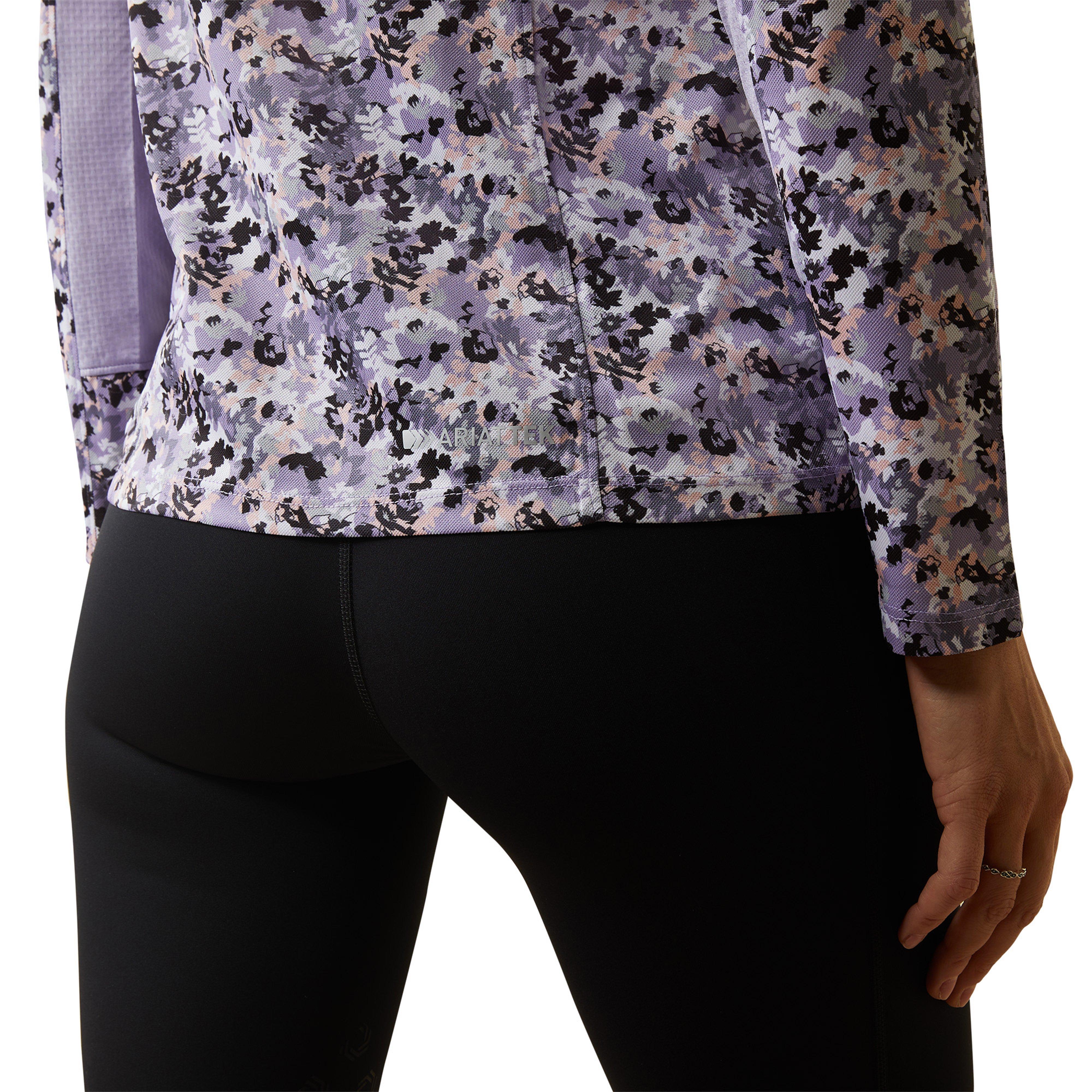 Womens Sunstopper 2.0 1/4 Zip Base Layer Grey Camo Floral