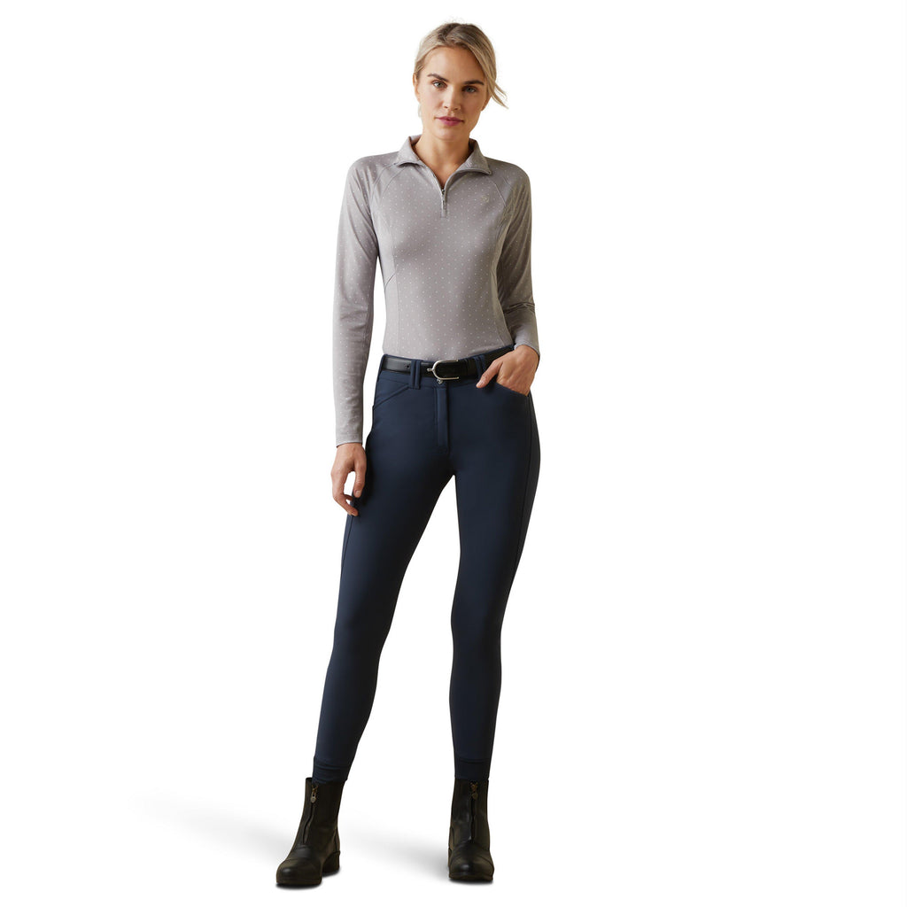 Womens Sunstopper 2.0 1/4 Zip Base Layer Silver Sconce Dot