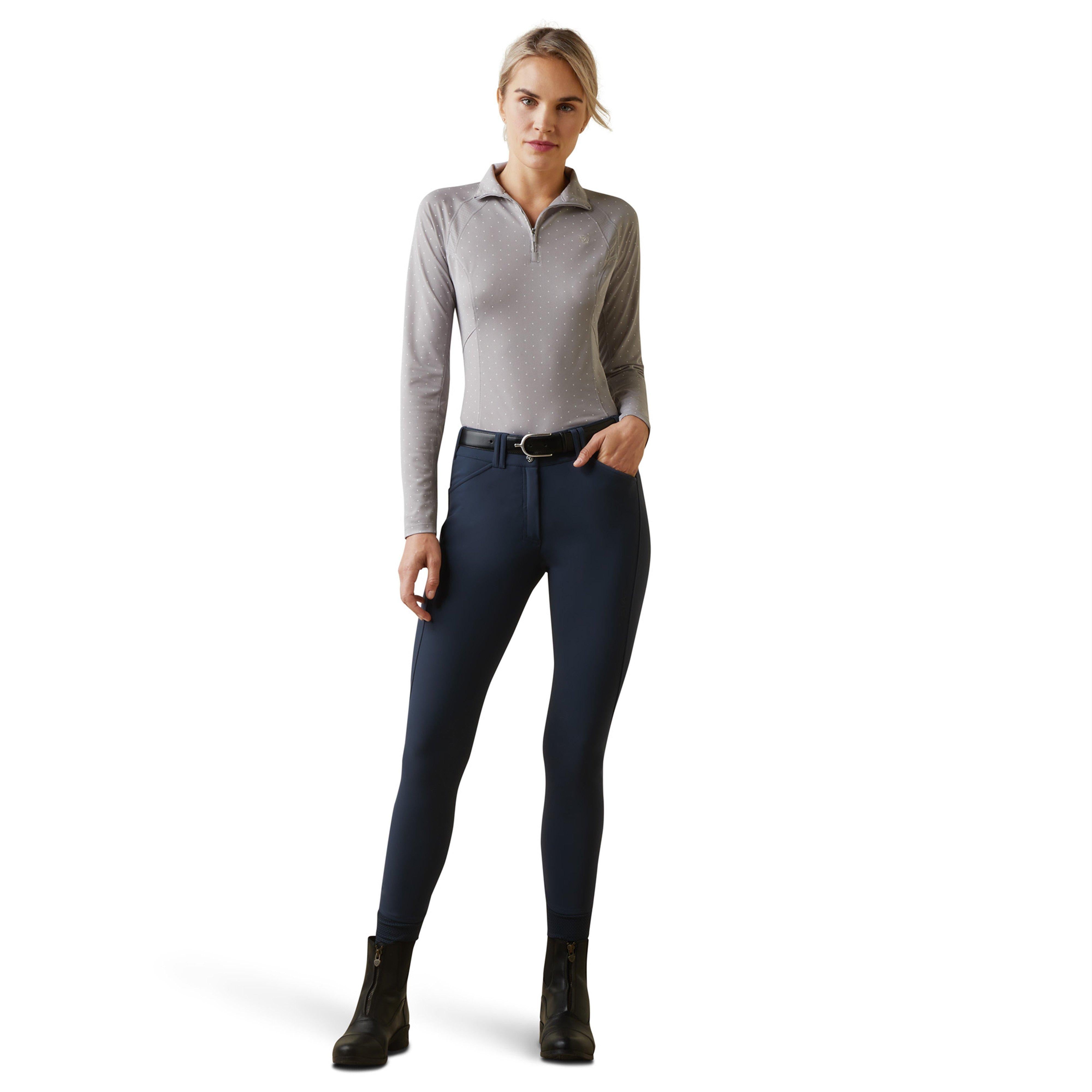 Womens Sunstopper 2.0 1/4 Zip Base Layer Silver Sconce Dot