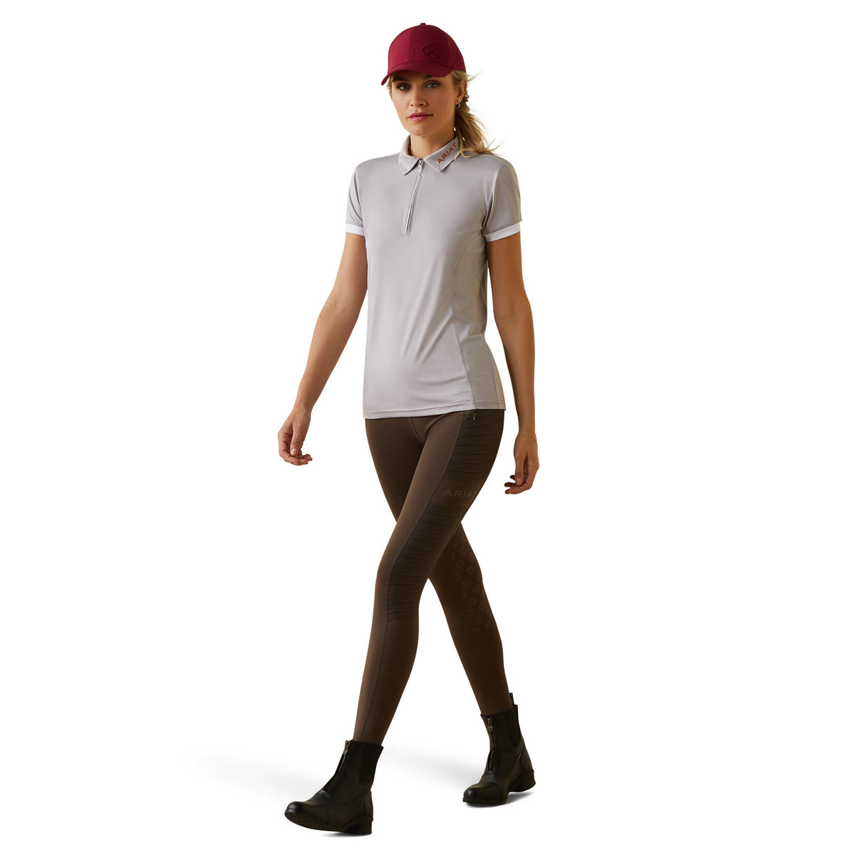 Womens Bandera 1/4 Zip Short Sleeved Polo Shirt Silver Sconce