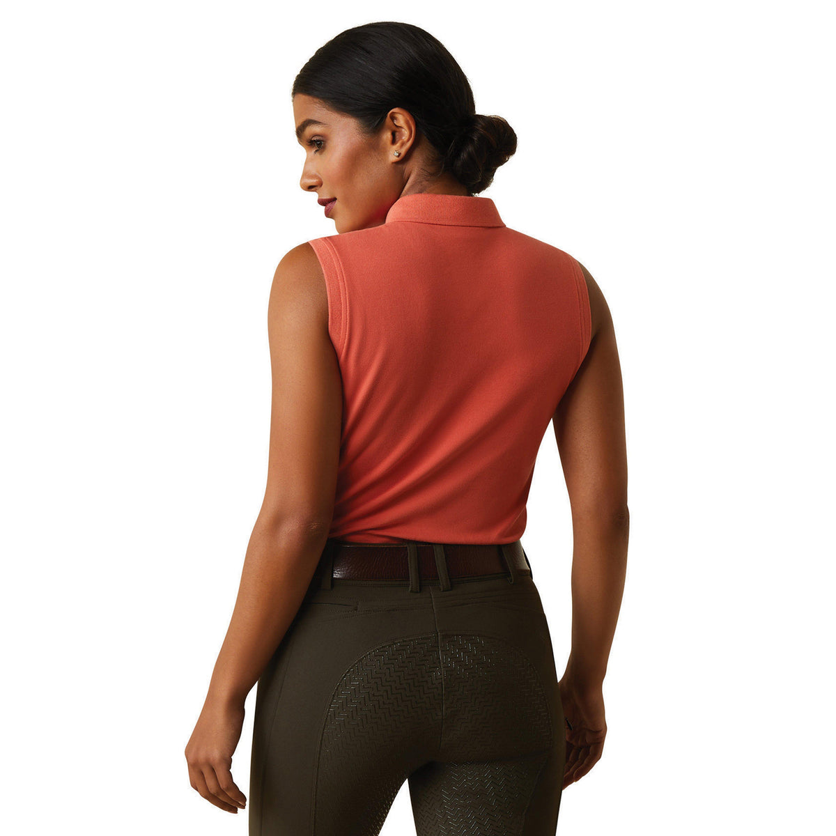 Womens Prix 2.0 Sleeveless Polo Shirt Burnt Sienna