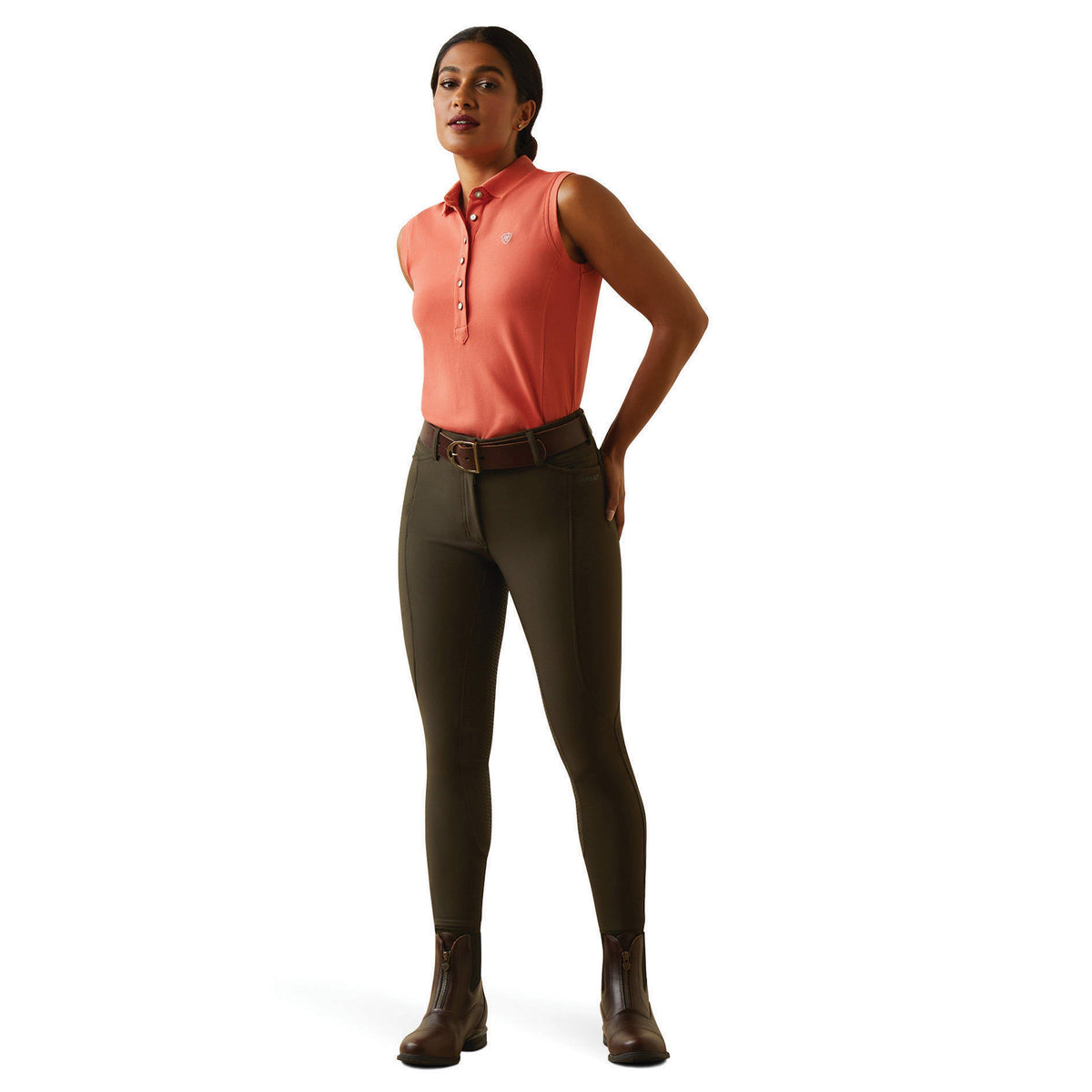 Womens Prix 2.0 Sleeveless Polo Shirt Burnt Sienna