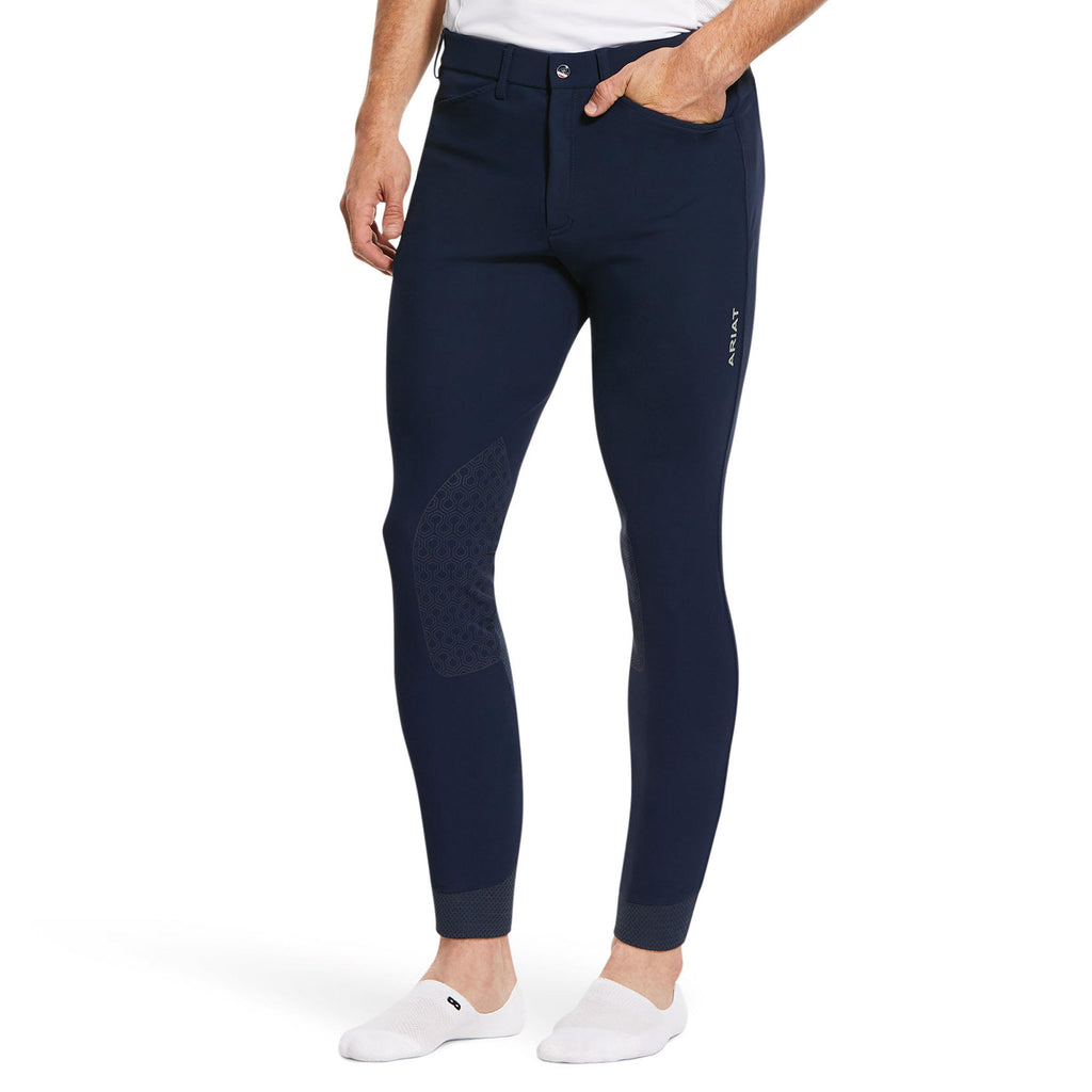 Mens Tri Factor Grip Knee Patch Breeches Navy