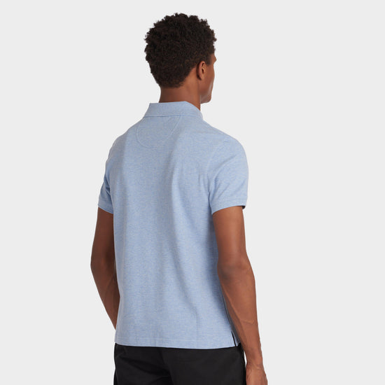 Mens Tartan Pique Polo Shirt Sky Marl
