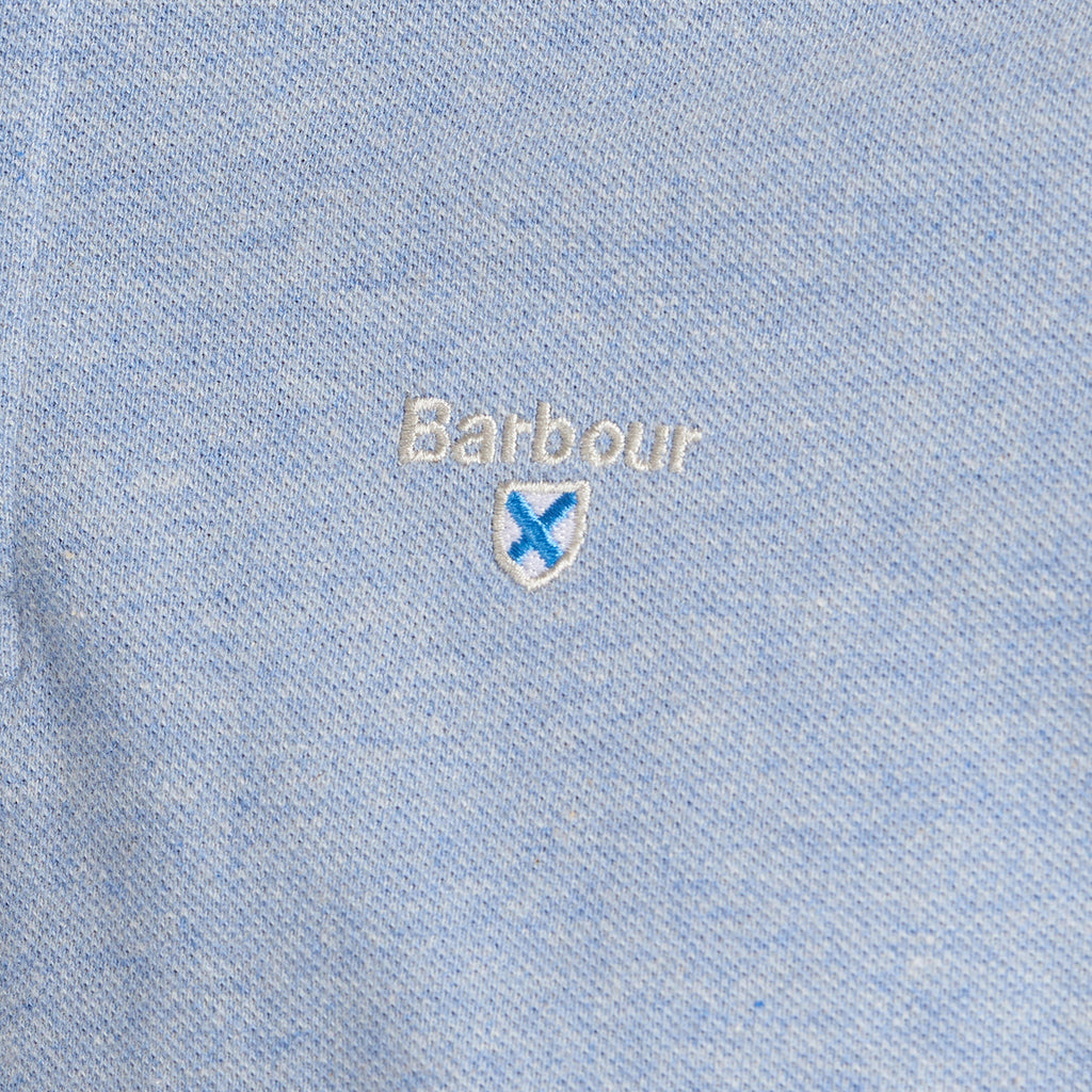 Mens Tartan Pique Polo Shirt Sky Marl