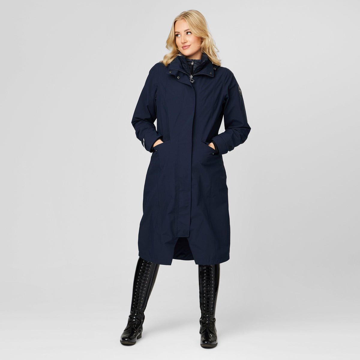 Womens Amelie Waterproof Lightweight Riding Coat Navy