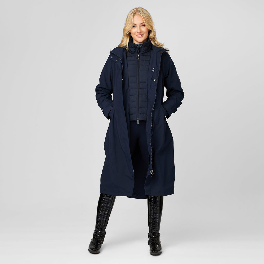 Womens Amelie Waterproof Lightweight Riding Coat Navy