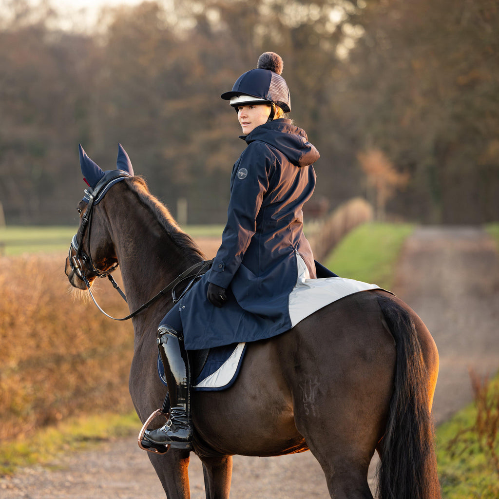 Womens Amelie Waterproof Lightweight Riding Coat Navy