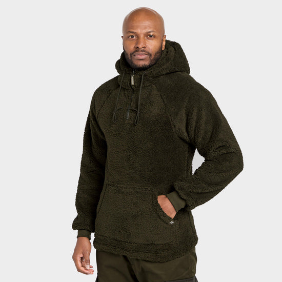 Mens Sherpa Fleece Hoodie Green