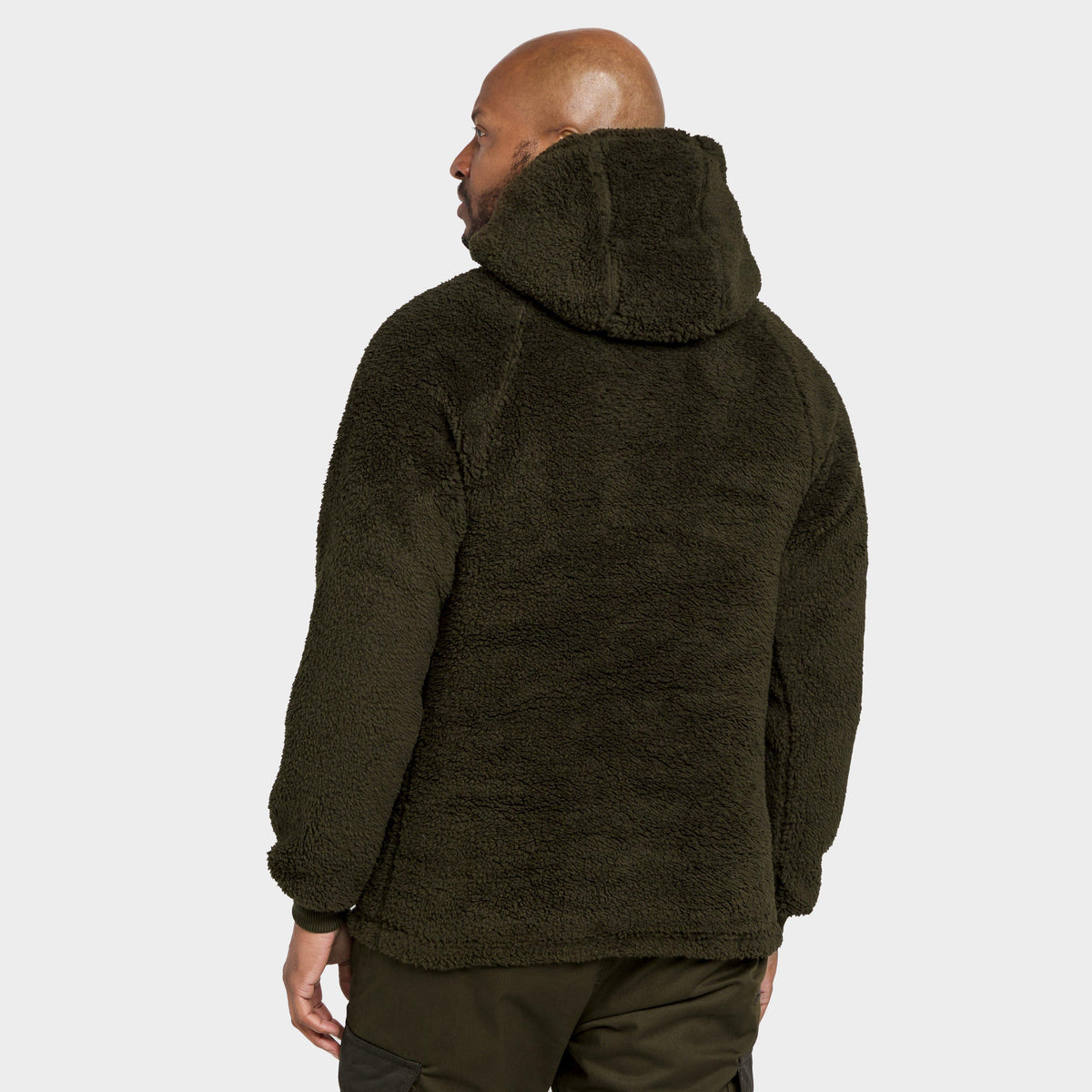 Mens Sherpa Fleece Hoodie Green