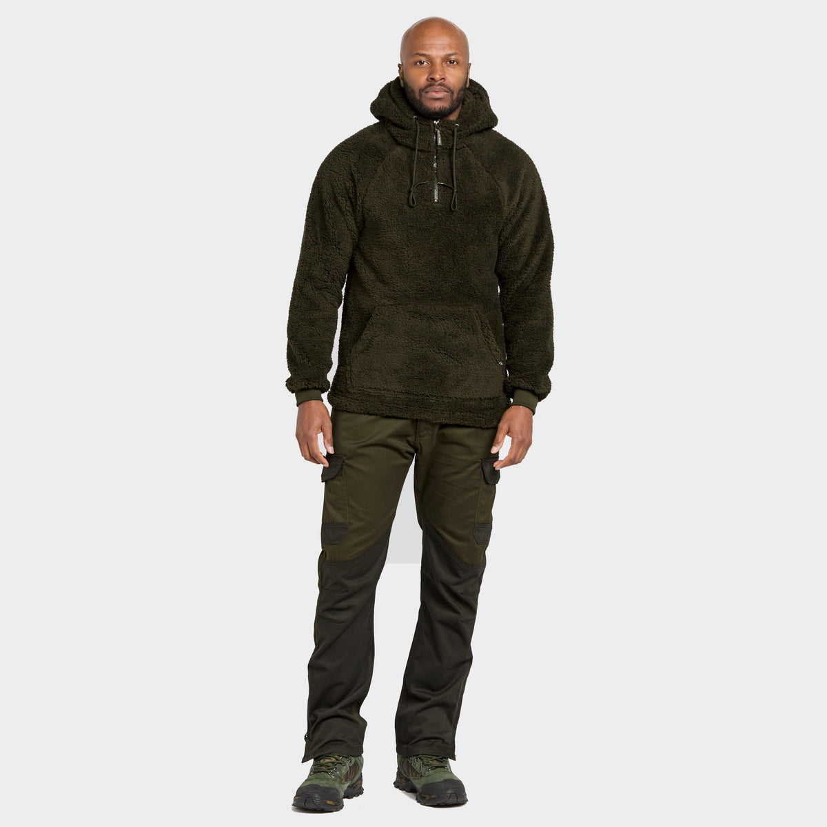 Mens Sherpa Fleece Hoodie Green