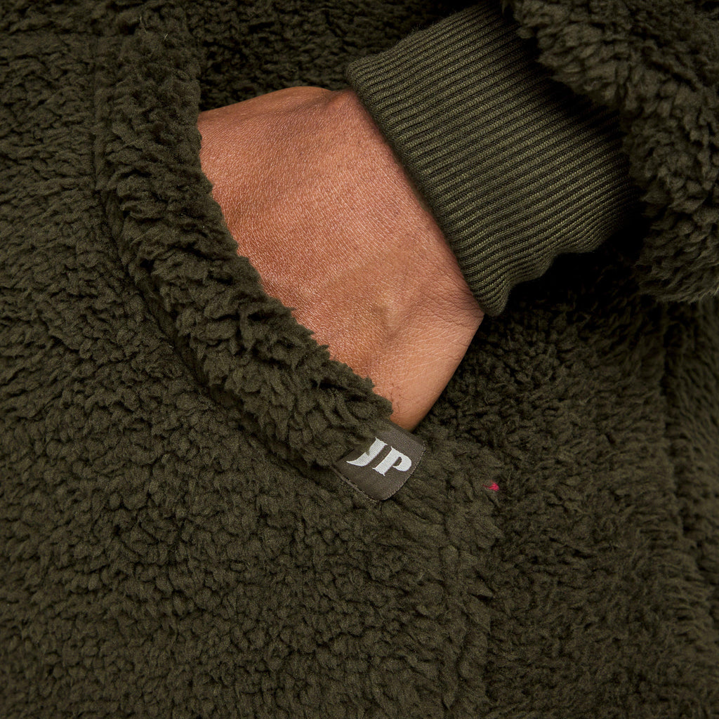 Mens Sherpa Fleece Hoodie Green