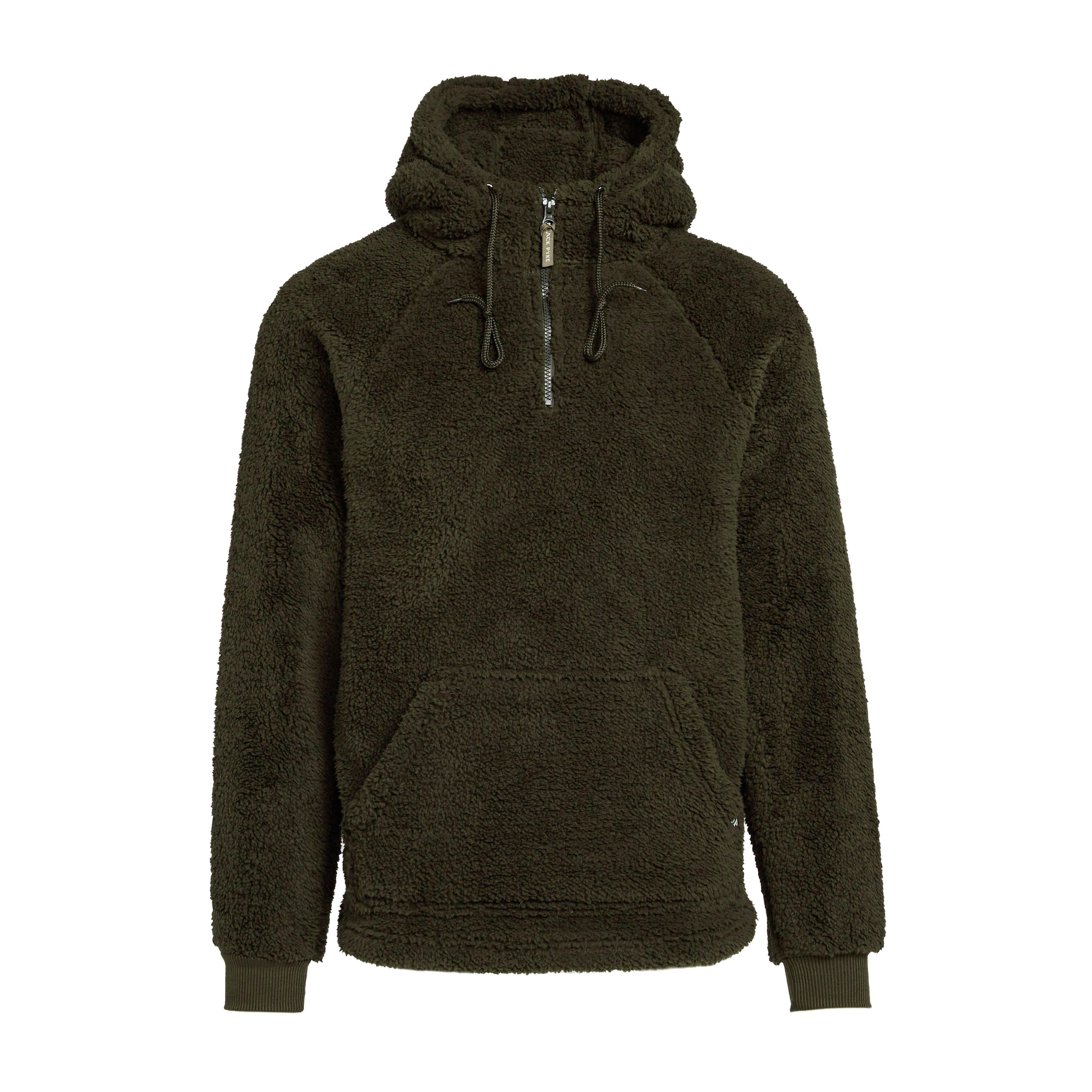 Mens Sherpa Fleece Hoodie Green