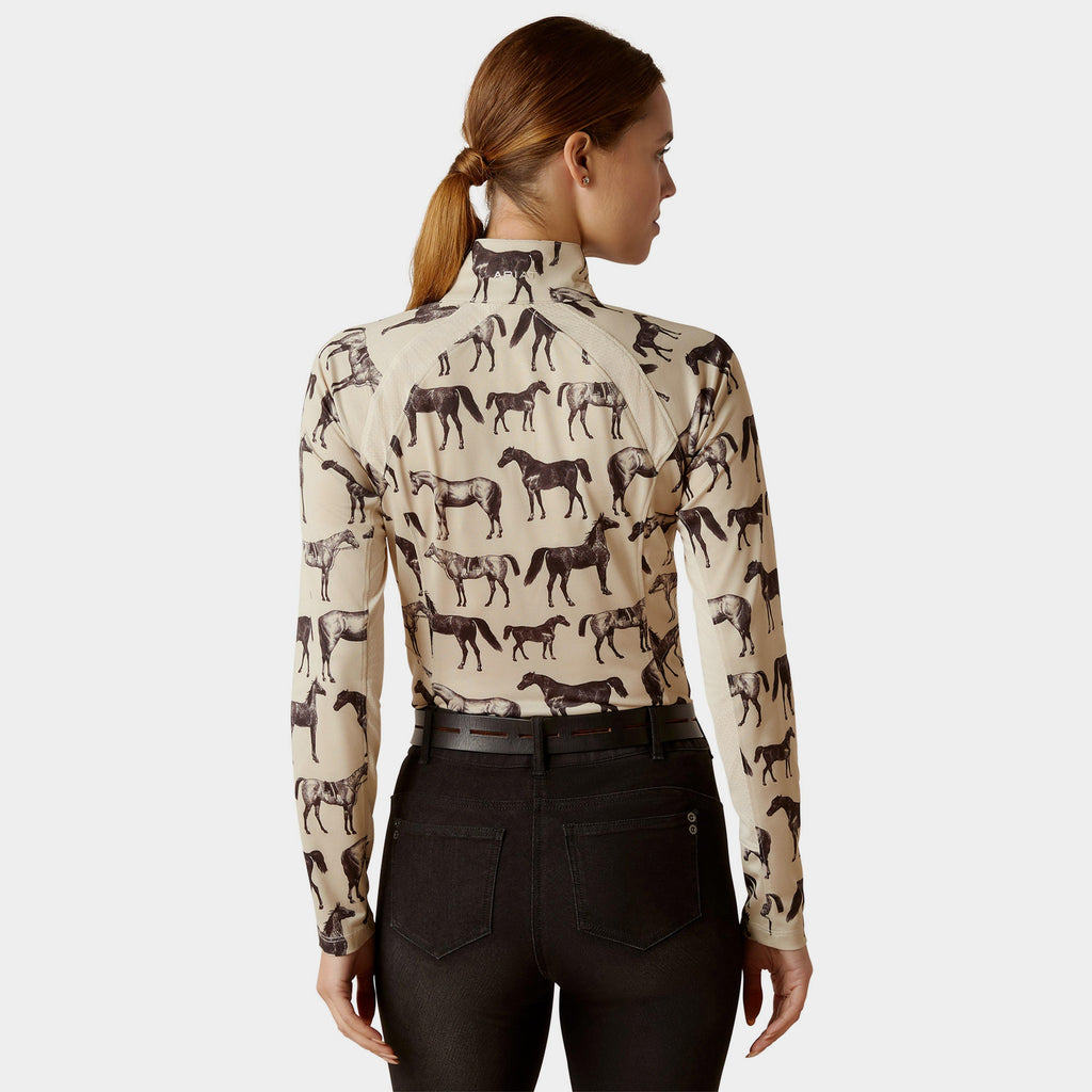 Womens Sunstopper 2.0 1/4 Zip Base Layer Sepia Equine