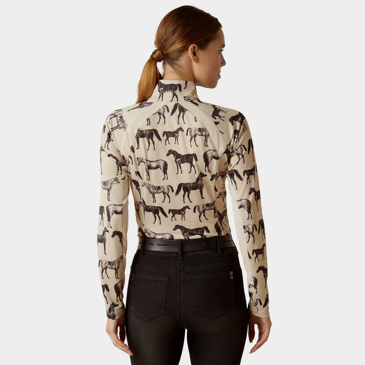 Womens Sunstopper 2.0 1/4 Zip Base Layer Sepia Equine