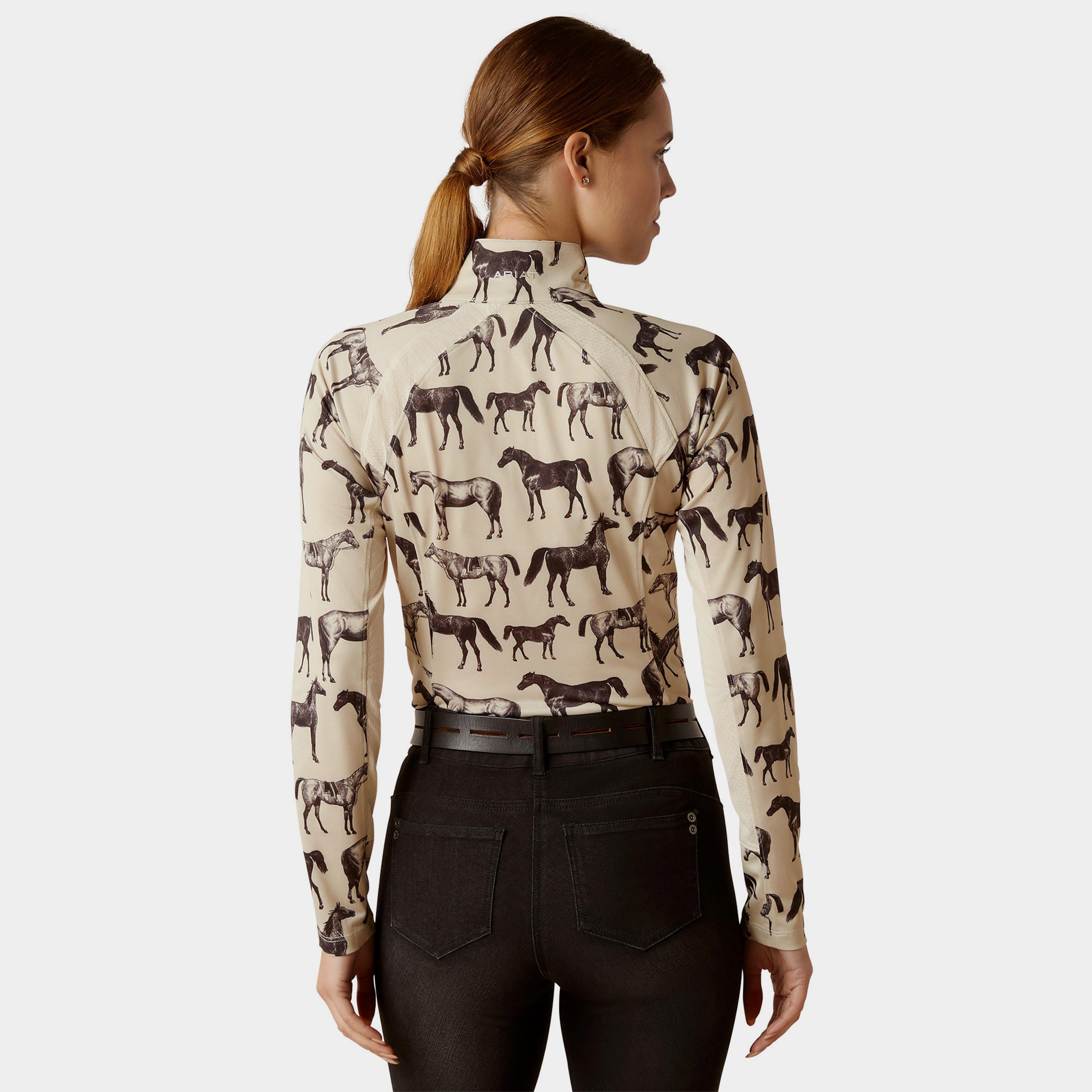 Womens Sunstopper 2.0 1/4 Zip Base Layer Sepia Equine