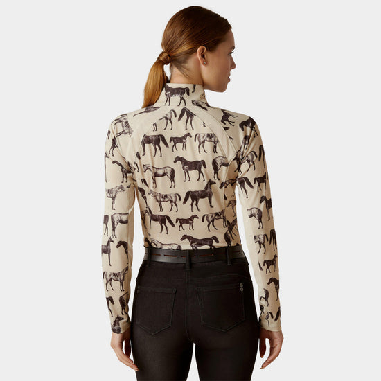 Womens Sunstopper 2.0 1/4 Zip Base Layer Sepia Equine