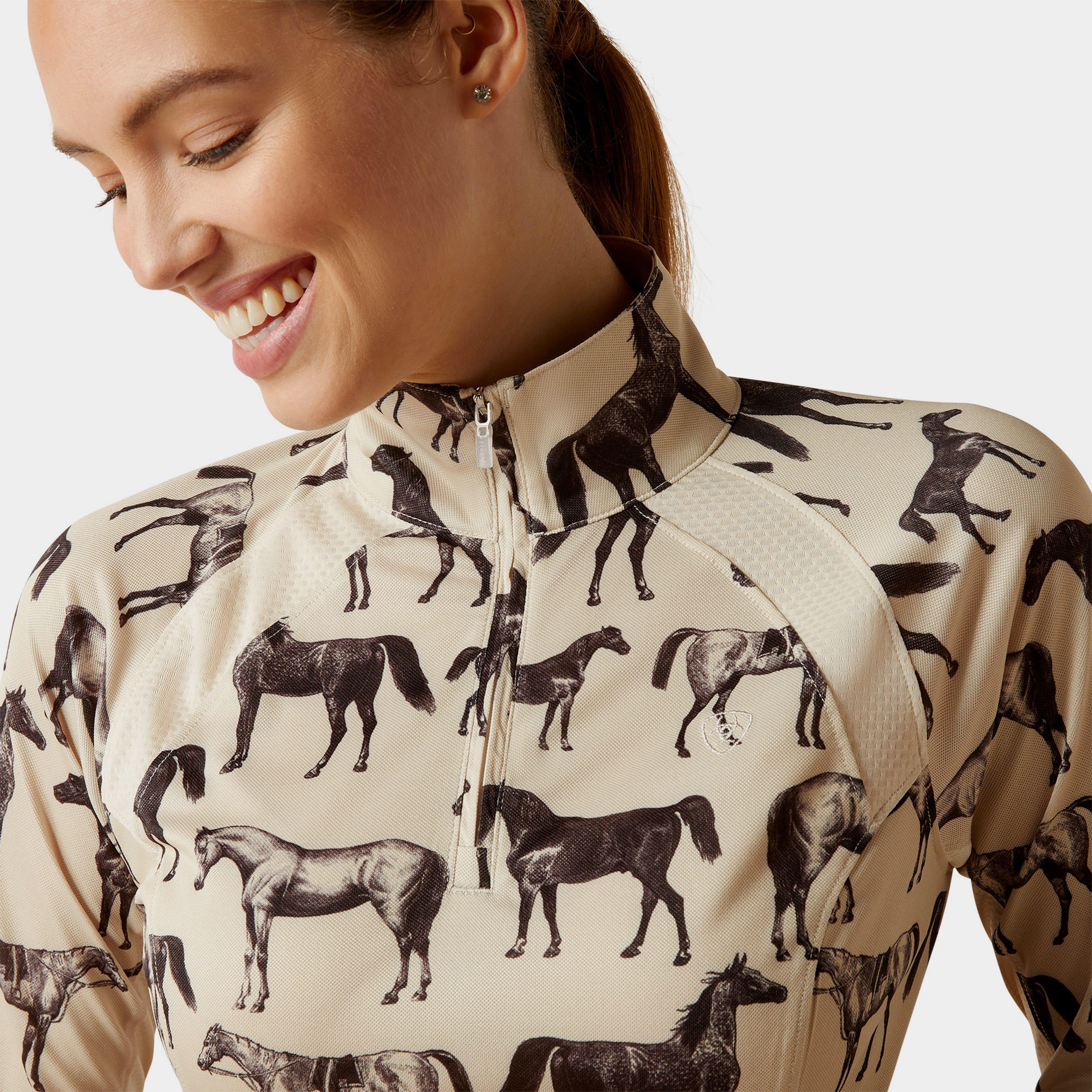 Womens Sunstopper 2.0 1/4 Zip Base Layer Sepia Equine