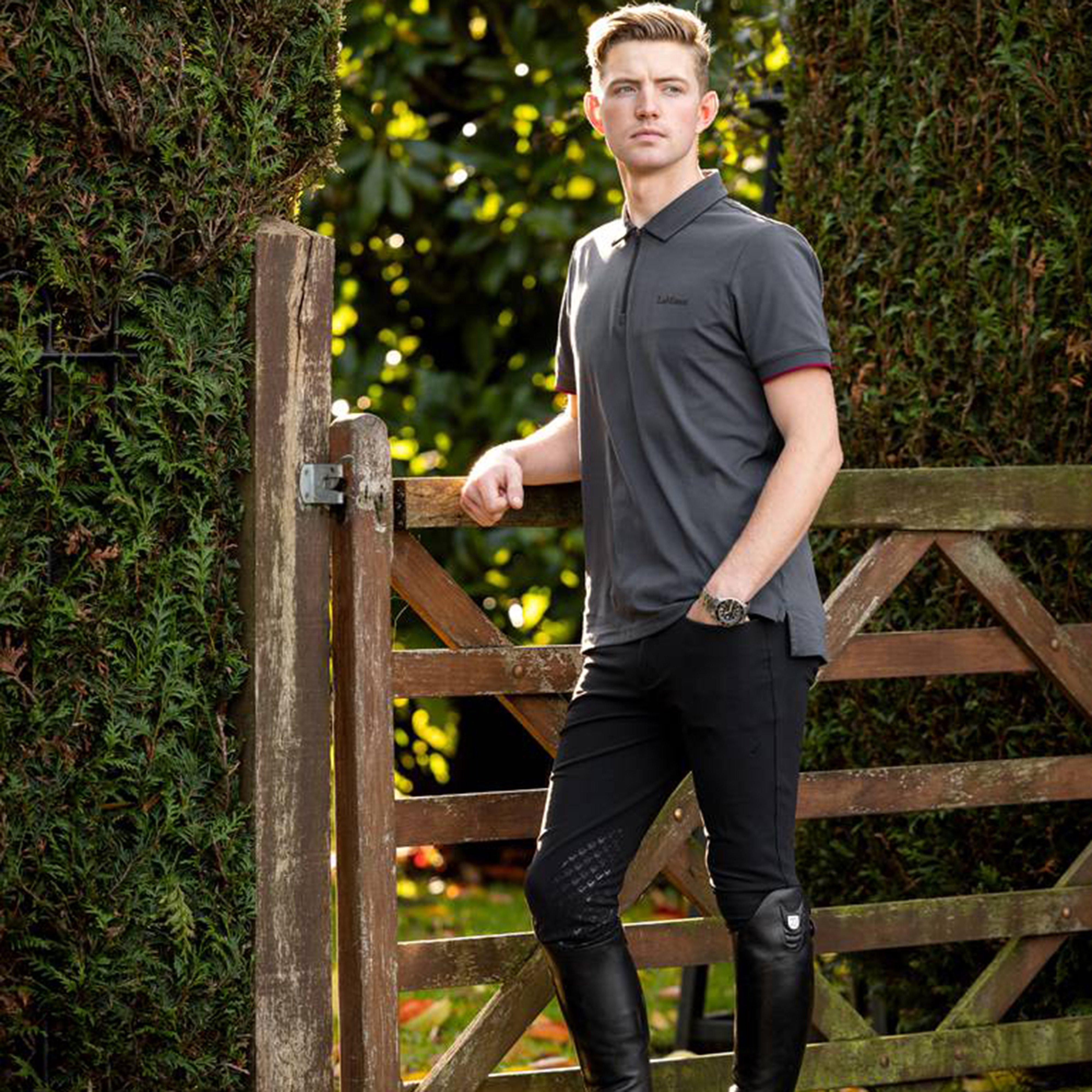 Mens Elite Zip Polo Shirt Charcoal