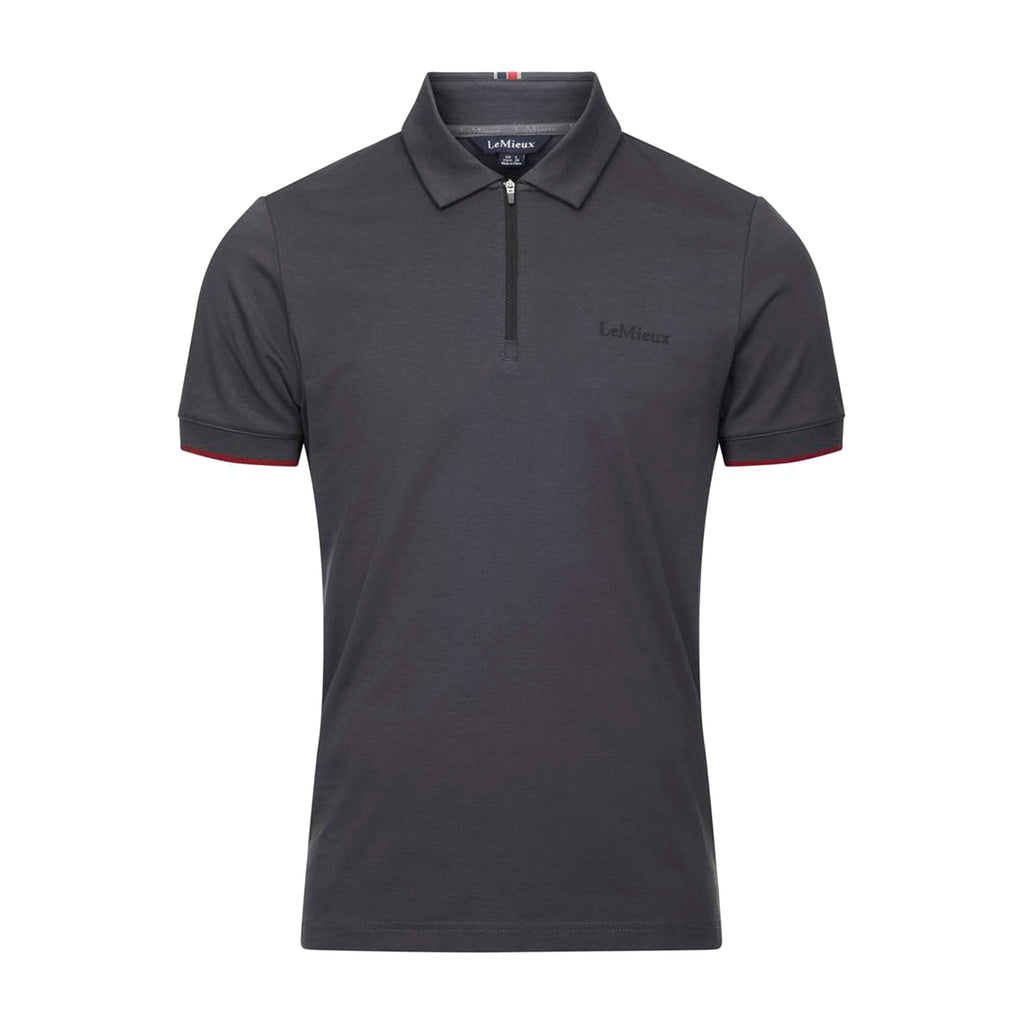 Mens Elite Zip Polo Shirt Charcoal