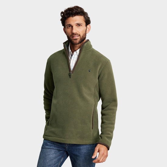 Mens Coxton Quarter Zip Fleece Sweatshirt Heritage Green