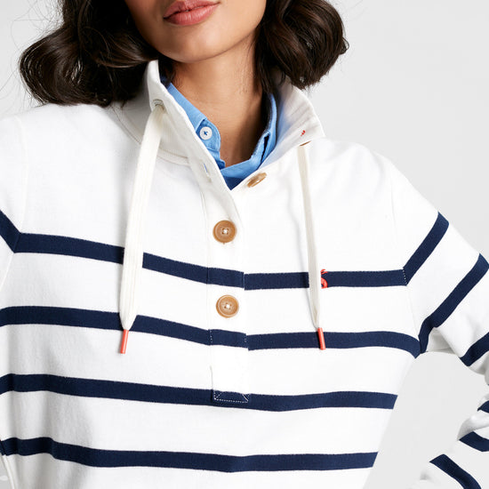 Womens Southwold Funnel Neck Sweatshirt Navy Creme Stripe