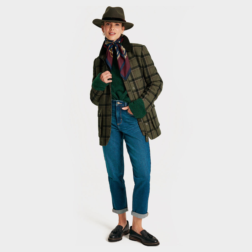 Womens Berkley Tweed Fieldcoat Green Tweed