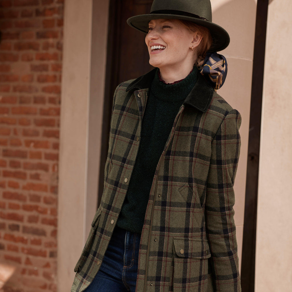 Womens Berkley Tweed Fieldcoat Green Tweed