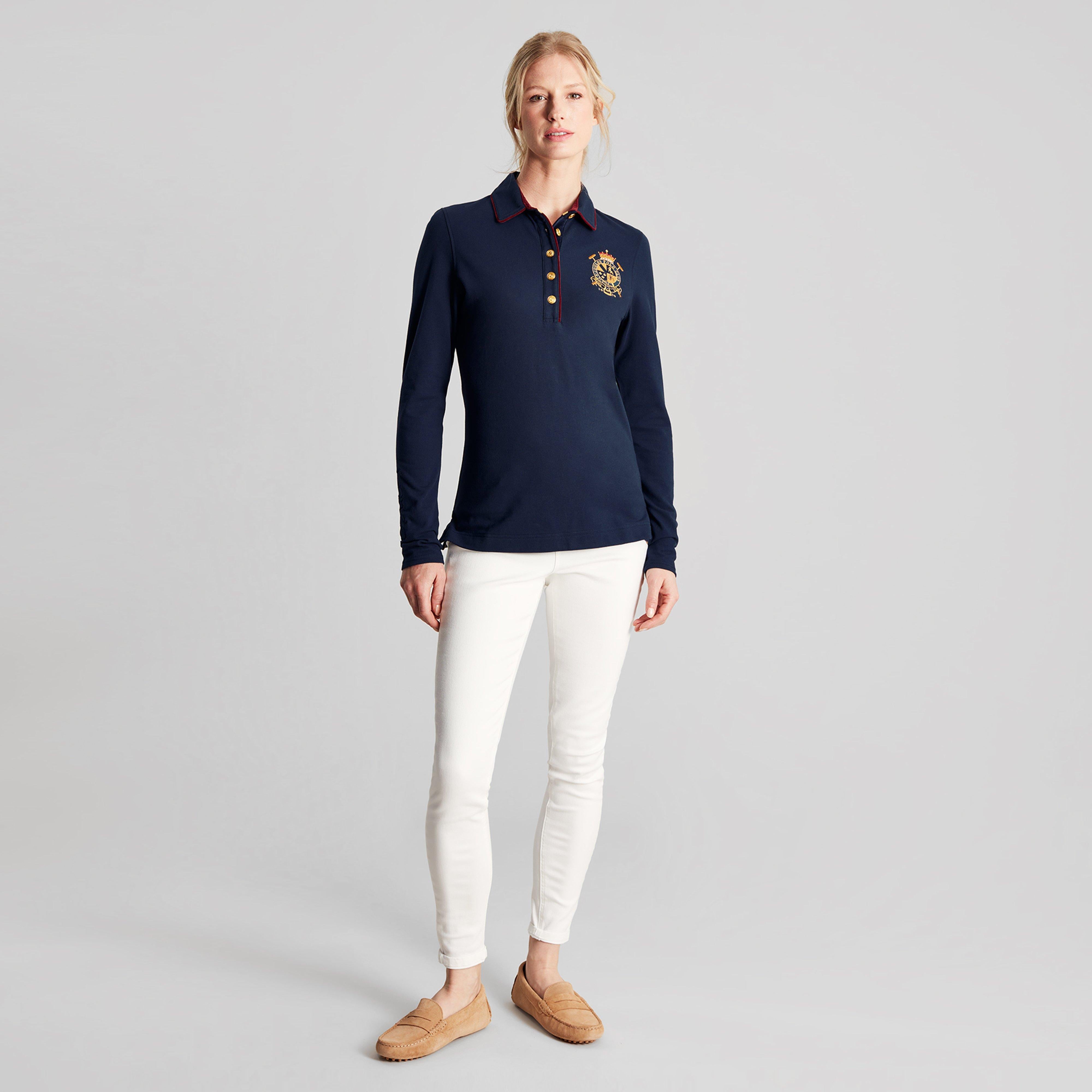 Womens Ashley Long Sleeved Polo Shirt French Navy