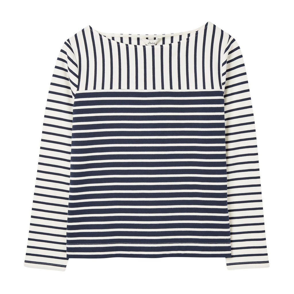 Womens Harbour Long Sleeve Jersey Top Cream Hotch Potch Stripe